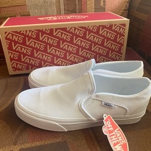 VANS White Asher Slip-on Sneakers